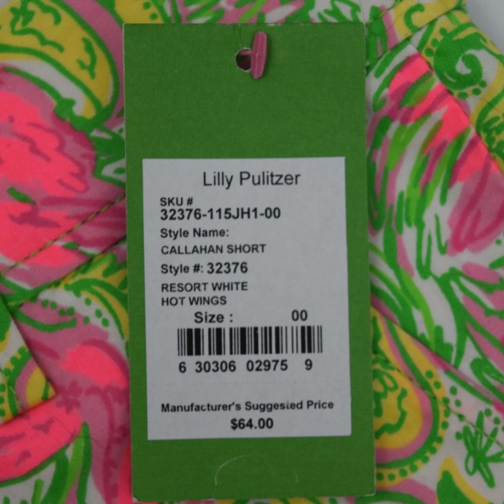 Lilly Pulitzer Callahan Shorts Womens 00 Resort White Hot Wings Flamingos - Picture 5 of 9